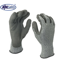 NMSAFETY PU coated gloves for cut level 5 resistant